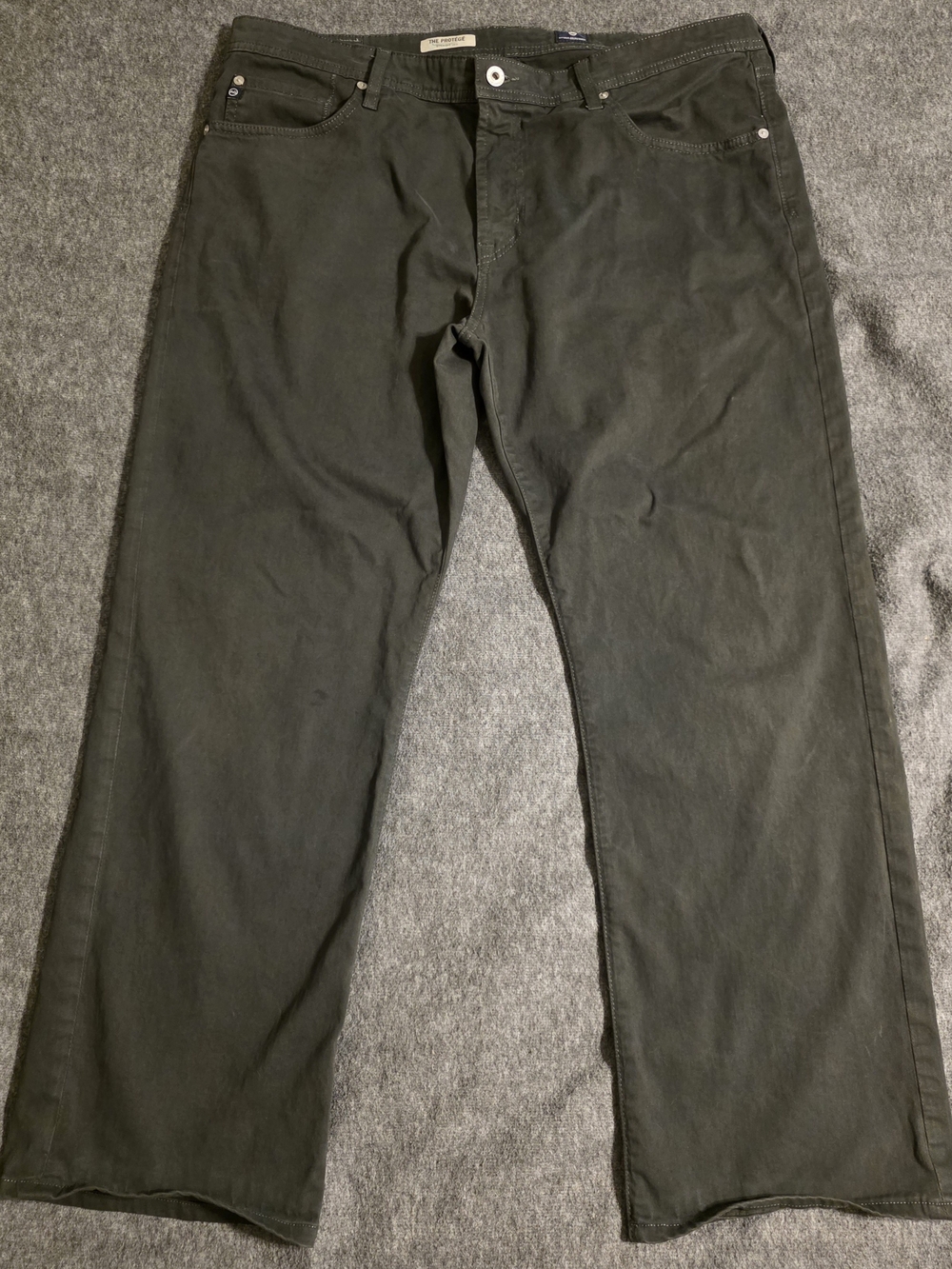 AG Adriano Goldschmied Men's Olive Green Straight-Leg Chinos